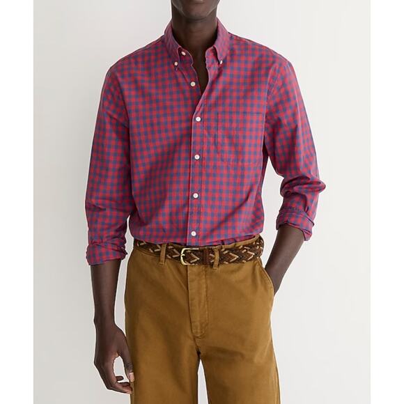 J. Crew Other - J. Crew Men's Button Down Shirt Red Blue Secret Wash cotton poplin shirt NWT